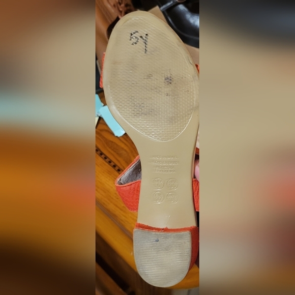 Malu Super Comfort Orange Block Heel Sandals Made In Brazil Size 6 - Picture 5 of 6